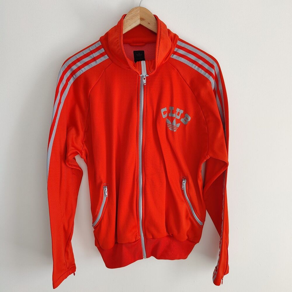 Vintage Adidas Jacket Size Large Orange Originals Firebird Track Club Trefoil